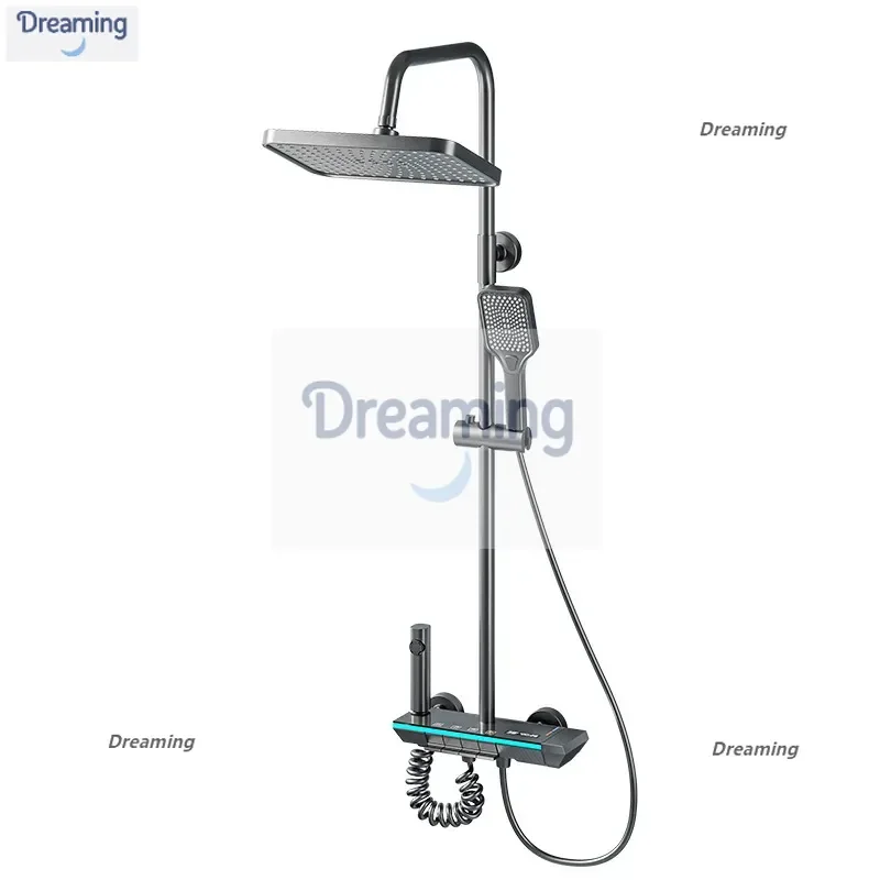 

Yuanlai all-copper household shower shower set, pressurized constant temperature digital display ambient light, shower