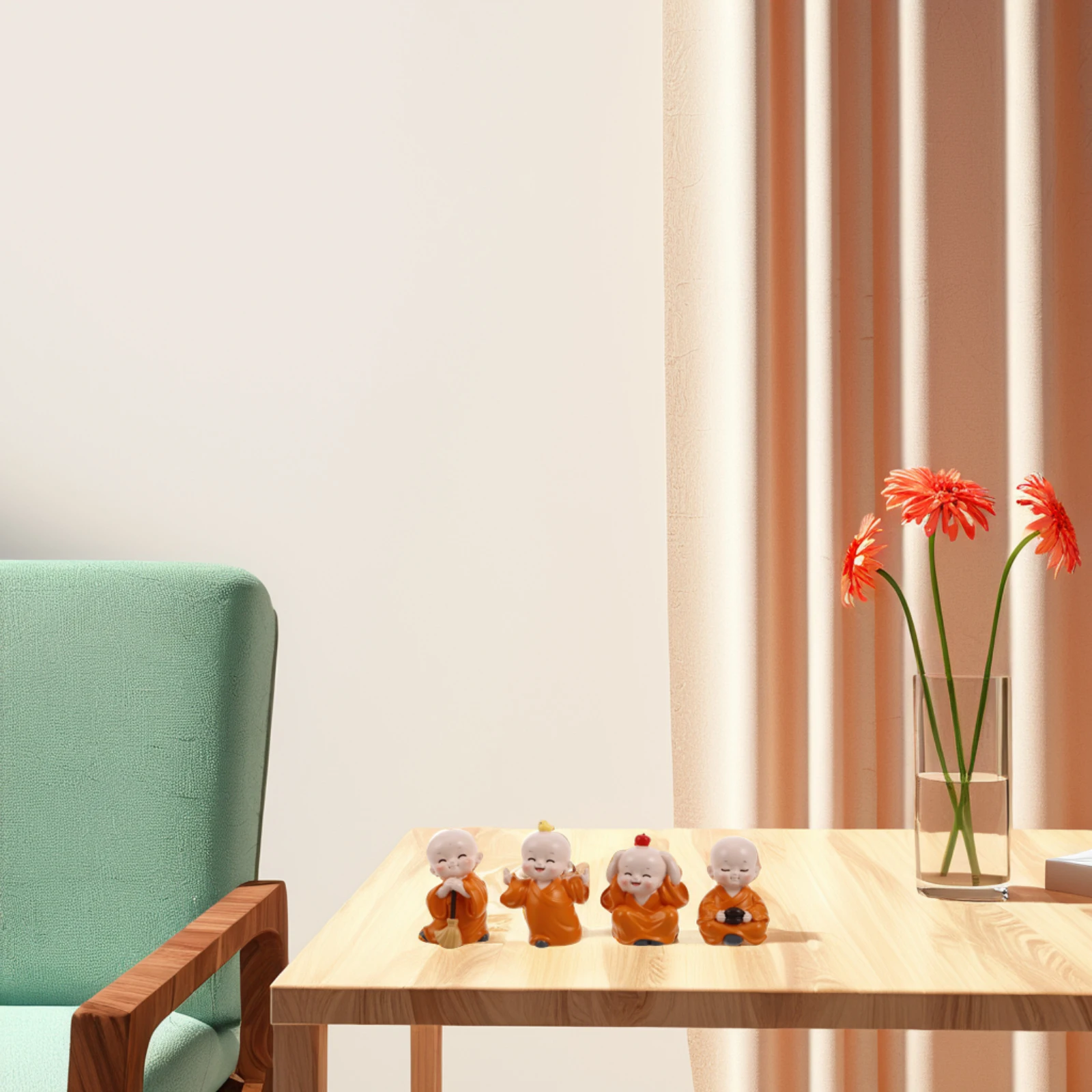 

4 Pcs Resin Car nament Home Furnishings Desk Accessories Office Decor Dashboard Decorations Chinese Style