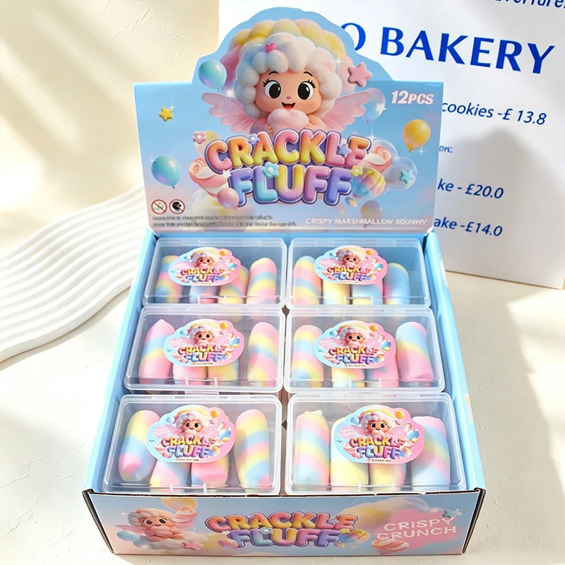 Crispy Clay ‌Cotton Candy Squishy Squeeze Toy Handmade Cat Paw Donut Crunchy Sound Ball Sensory Anti-Stress Toy Festival Gift