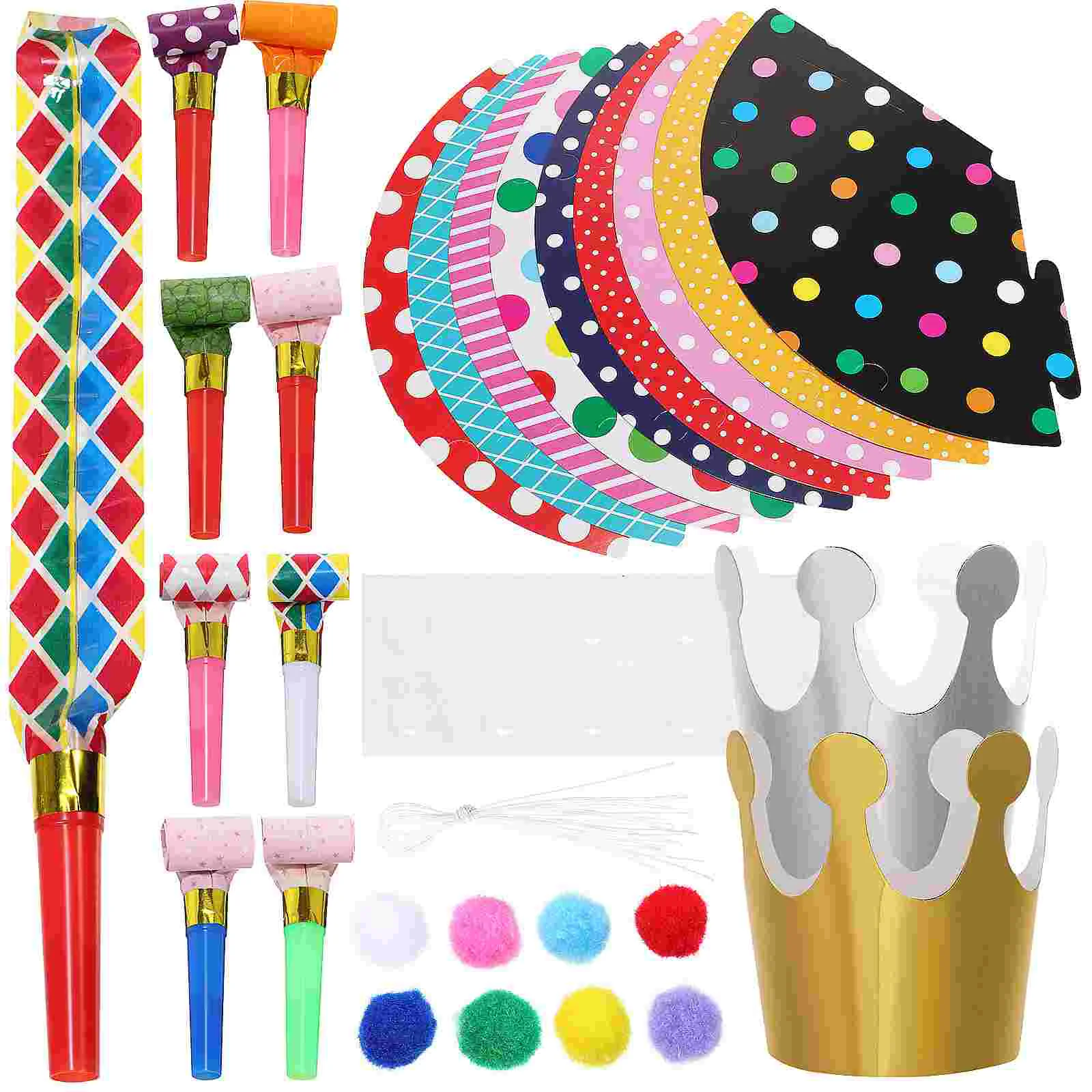 Birthday Party Decoration Kit Blowouts Hat Crowns Paper Bag Fillers Fiesta Decorations