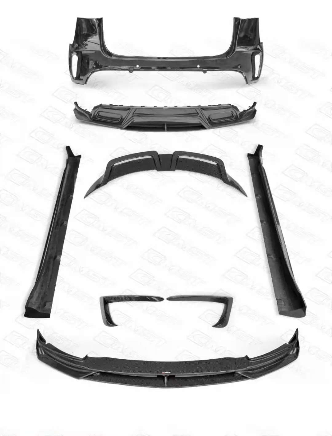 CMST style carbon fiber wide body kit for Tesla Model y body kit front lip skirt rear diffuser front spoiler hood rear bumper