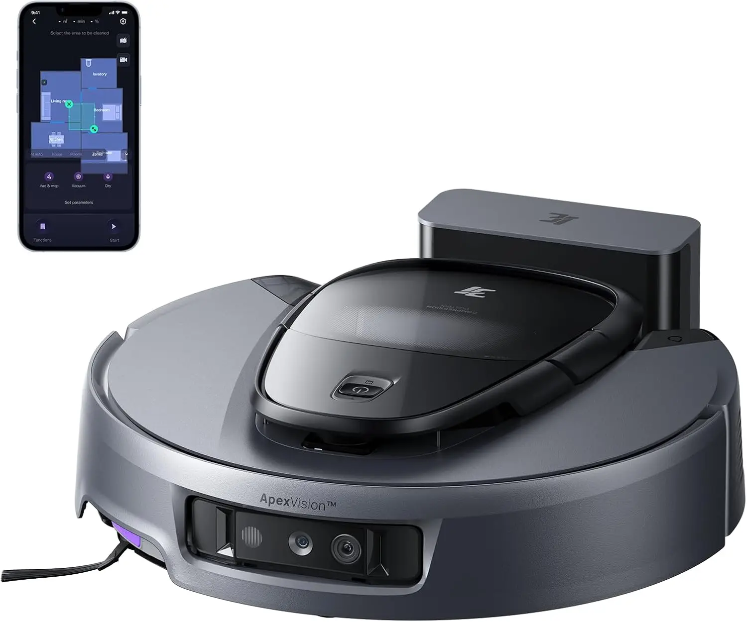 Robot Vacuum and Mop Combo with 18,000 Pa Suction, LiDAR Navigation, Auto Edge Extension for Hard Floors and Carpets