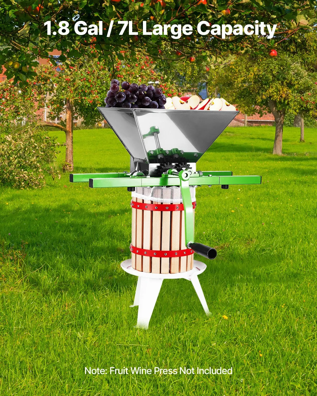 

Fruit And Apple Crusher For Wine Cider Making 1.8 Gal/7L Stainless Steel