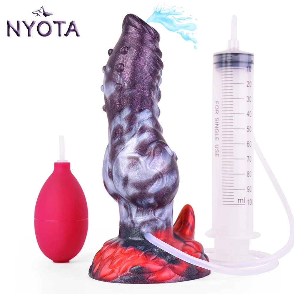 

NYOTA Dog Squirting Penis Silicone Monster Tusk Dildo Mix Color Ejaculation Anal Sex Toys Butt Plug Vagina Massage For Women Gay