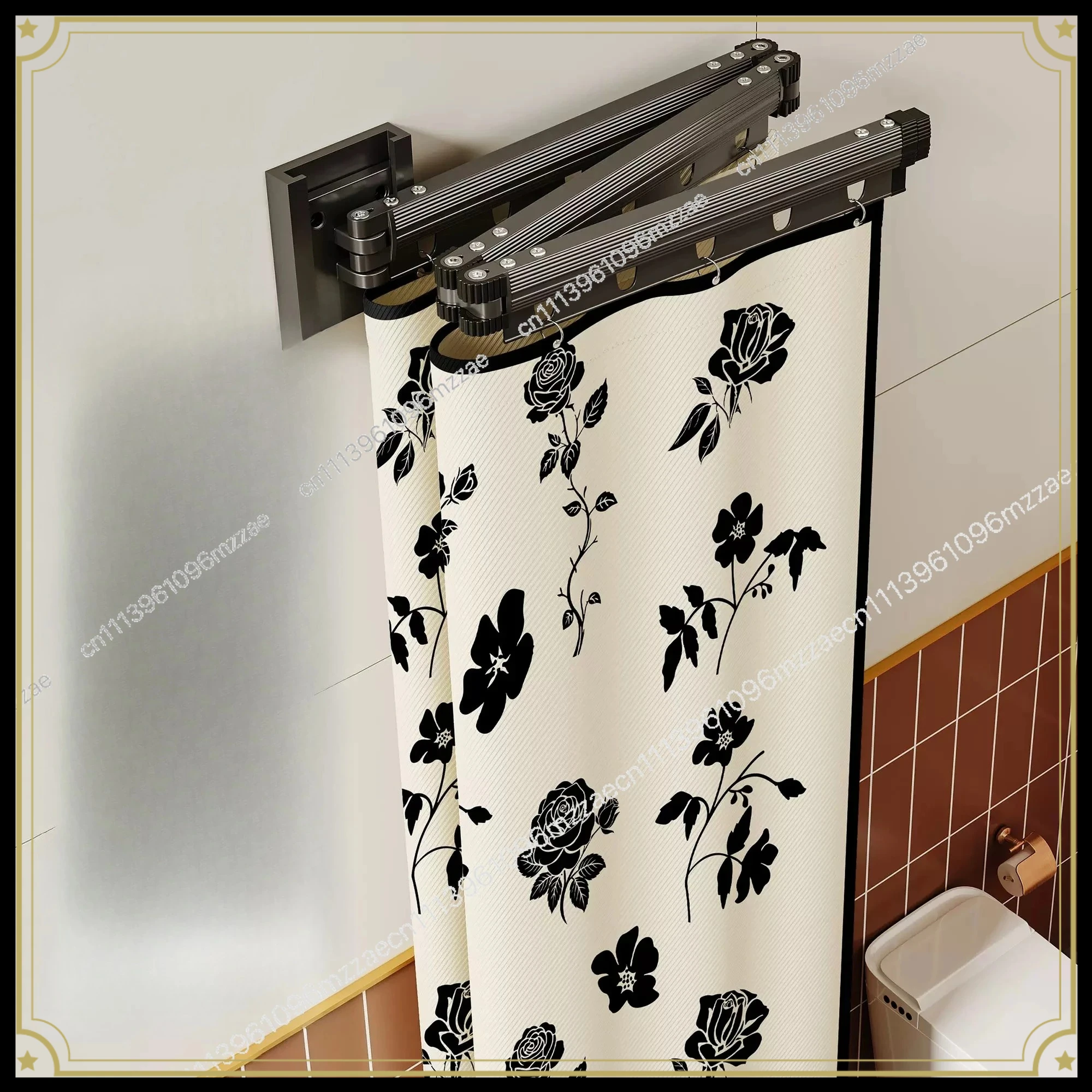 Foldable Invisible Bathroom Shower Curtain, No Punching, Bathroom Waterproof Partition, Thickened Warm Shower Water Curtain