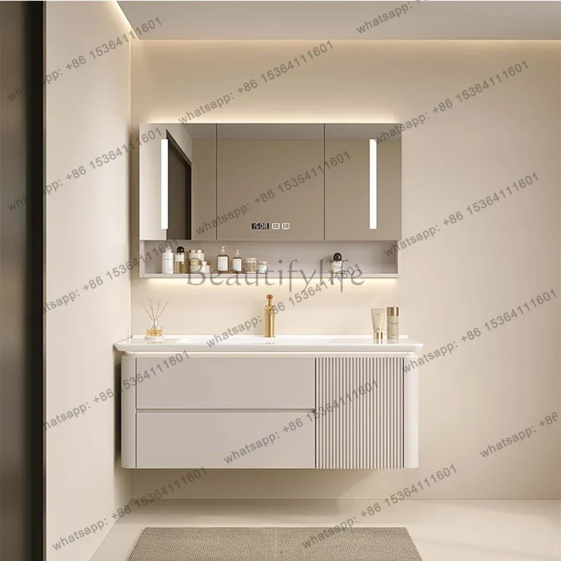 LSNordic Storage Luxury Bathroom Cabinet Mirror Nordic Toilet Vanity Bathroom Cabinet Makeup Salle De Bain Armoire Furniture