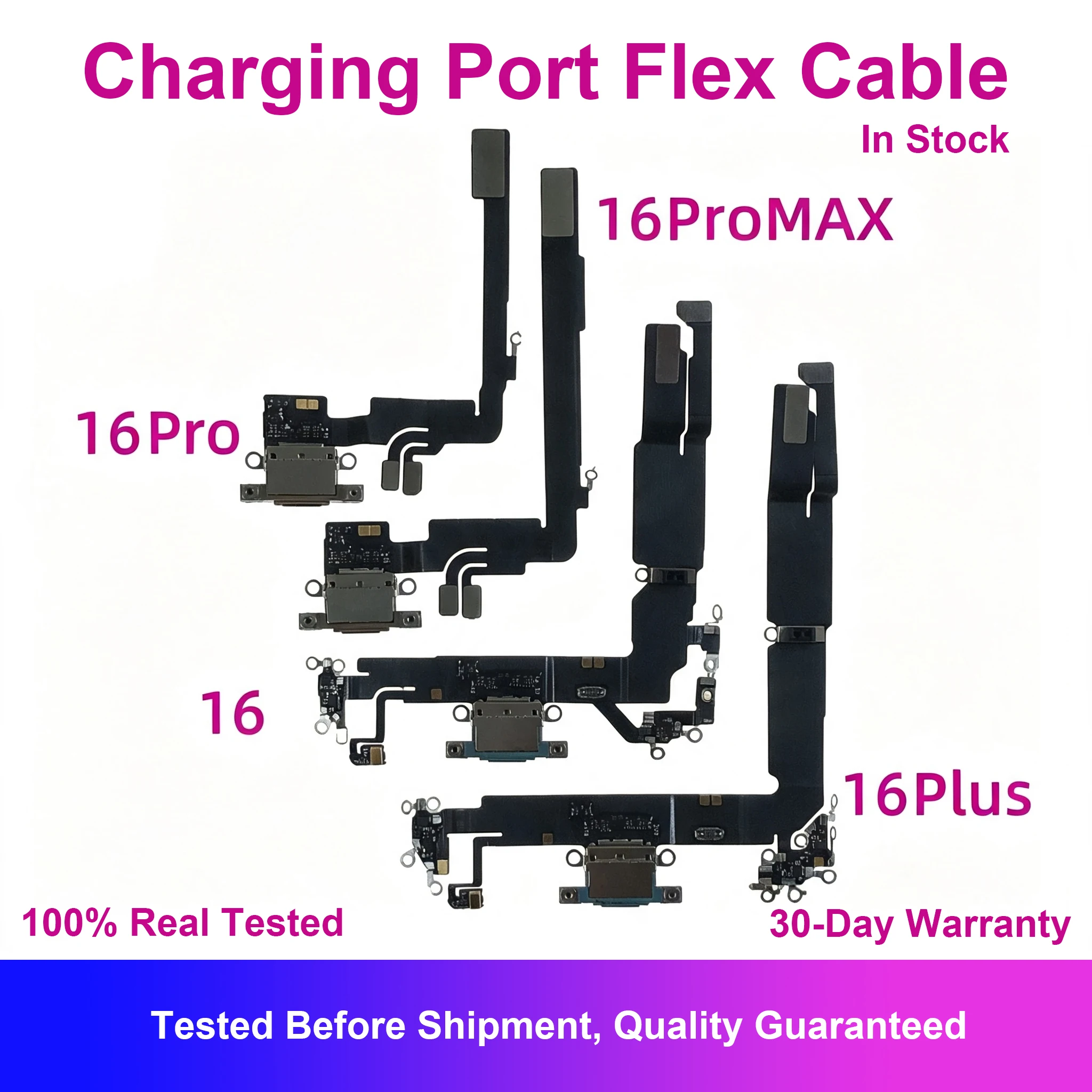 Charging Port Dock Connector Flex Cable For iPhone 16 Pro Max Plus USB type c Charger Microphone Ribbon Replacement Repair Parts