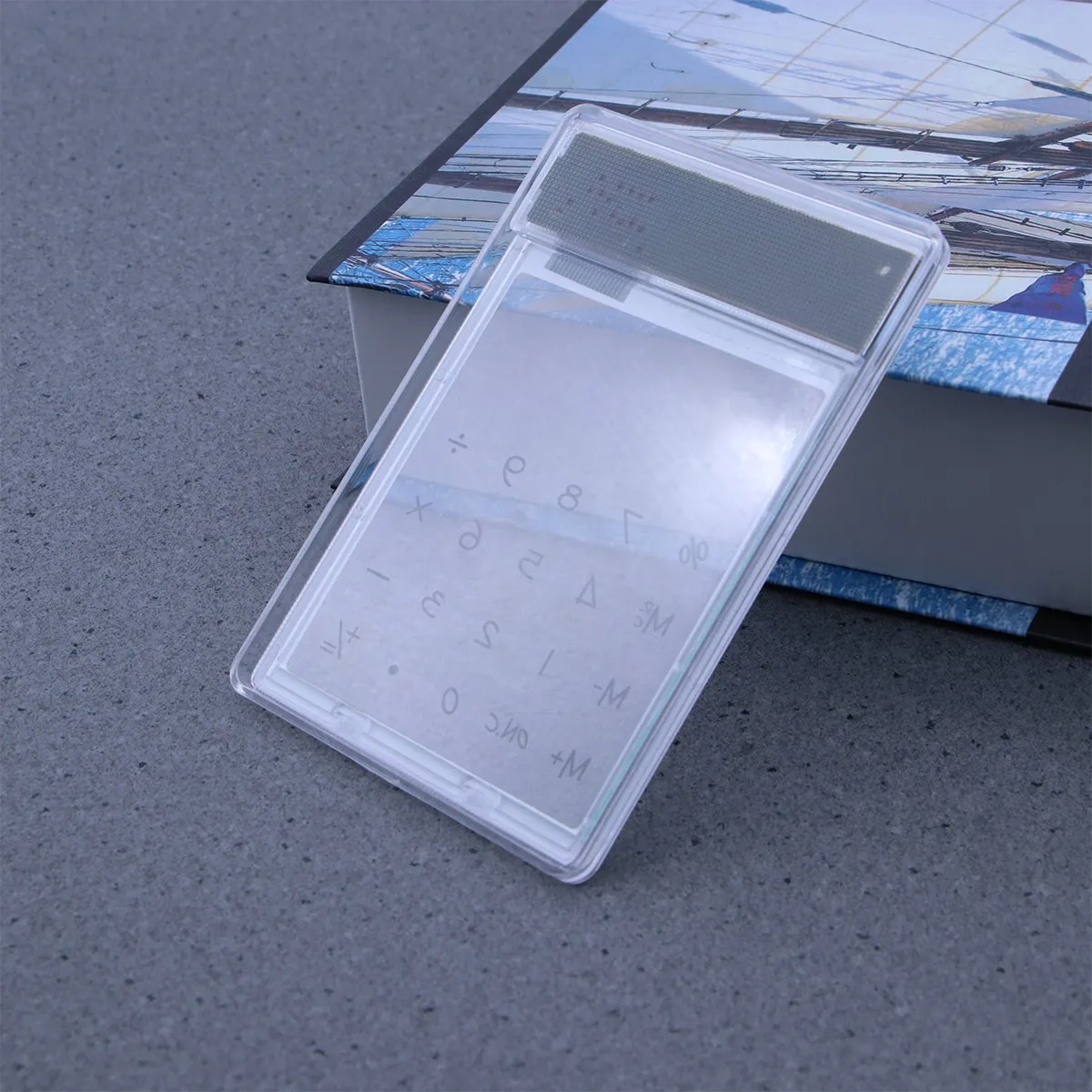 Transparent Touch Panel Solar Powered Calculator 8 Digit LCD Screen Lightweight Compact Design for Classroom Home Office Travel