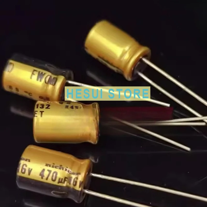 10PCS 16V470UF FW Nichicon Audio Electrolytic Capacitor 8X11.5 Gold 470UF 16V Fever Capacitor