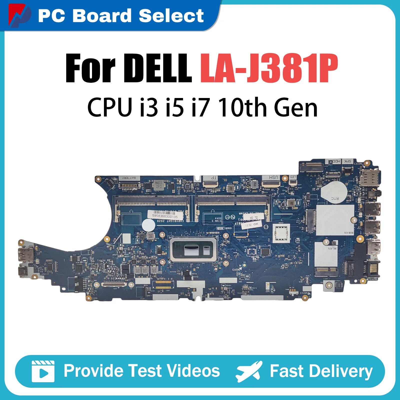 

LA-J381P Notebook Mainboard For DELL Latitude 5510 Laptop Motherboard CN-0HT7GC 0J67M8 0JD0KX With I3 I5 I7 10th CPU Gen