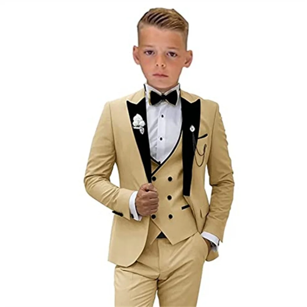 Wedding Suit For Boy Suit School Graduation Piano Ceremony Costume Set Champagne Stage Performance Formal Suit Flower Kids