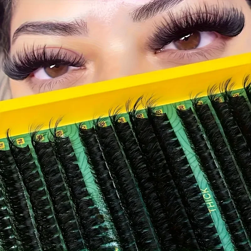 DIY Eyelash Extension Kit - Fluffy Mixed Lengths 10-16mm, 0.07mm Thick Lashes with Tweezers Beginner-Friendly Reusable Set