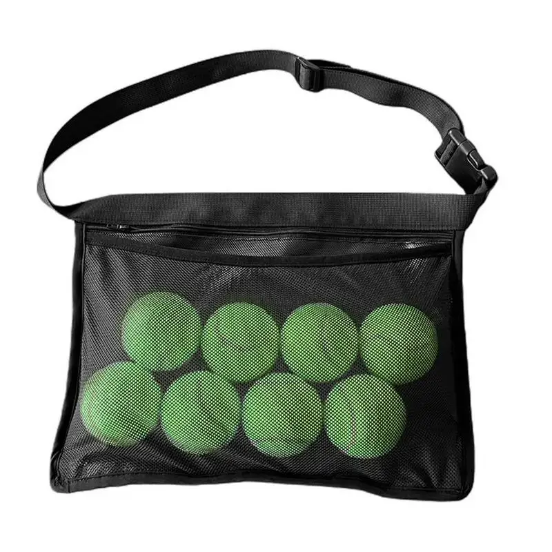 

1pcs Black Tennis Ball Waist Holder Pickleball Band Pouch Mesh Storage Bag Sports Accessory For Women Men Teens