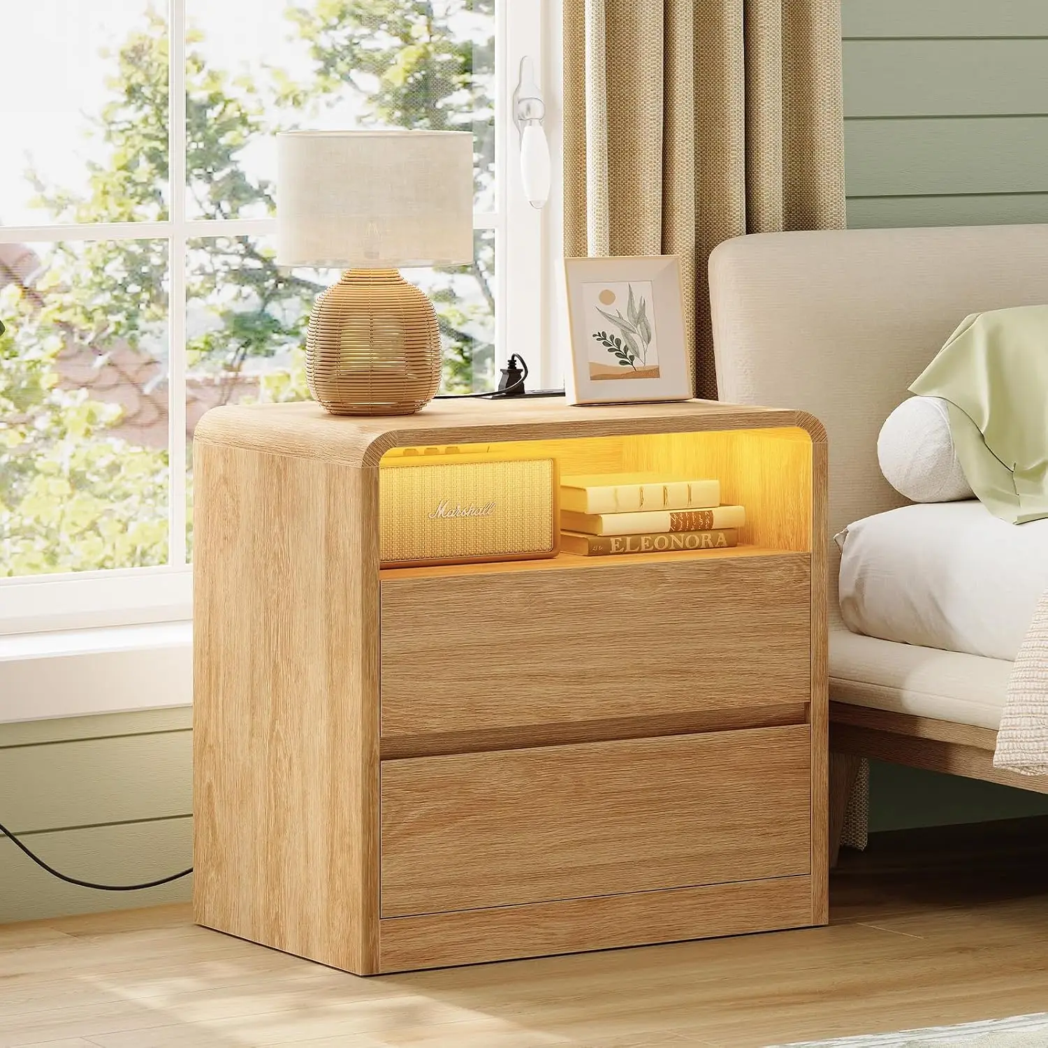 Bedside Tables for Bedroom, Set of 2, 21.7