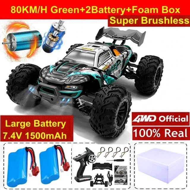 4WD Afstandsbediening Auto Off Road 4x4 RC Hoge Snelheid Buggy Truck Super Borstelloos 50 of 80 KM/H Snelle Drift Racing Speelgoed Kinderen Volwassenen