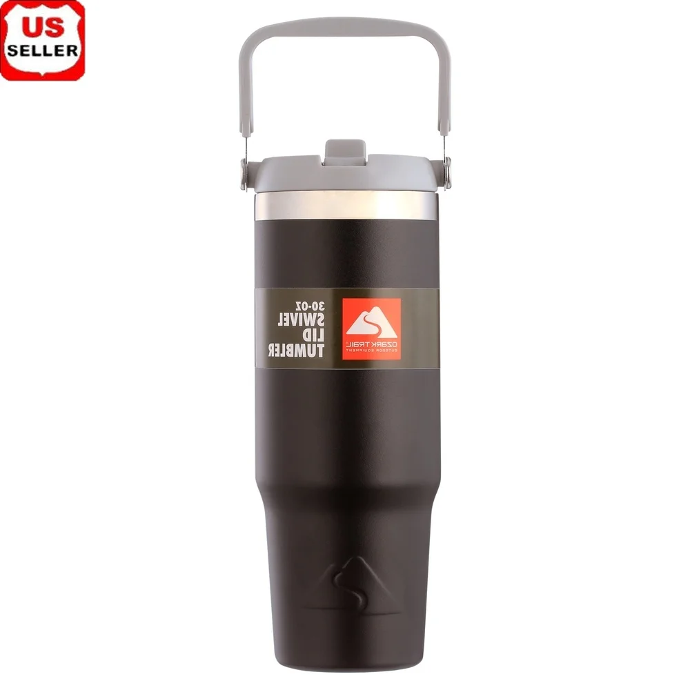 

30 oz Insulated Stainless Steel Tumbler with Swivel Handle Spill-resistant Lid Fits Car Cup Holders Keeps Drinks Hot Cold