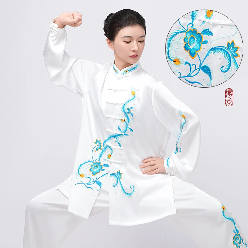 Women's 2026 New Acetate Satin Tai Chi Suit - Spring Autumn Competition Performance Ba Duan Jin Qigong Practice Uniform Set