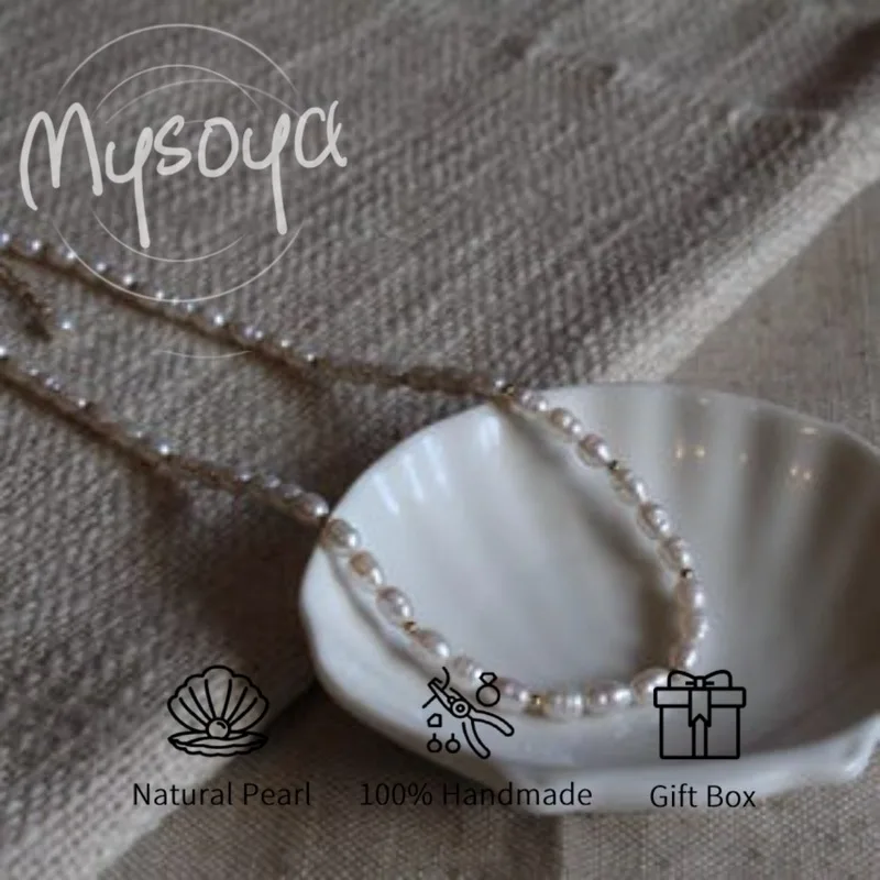 

Ожерелье MYSOYA с пресноводным жемчугом и бисером 6-7 мм с подарочной коробкой для нее/его, подходит для свадьбы/дня рождения/Рождества/Нового года