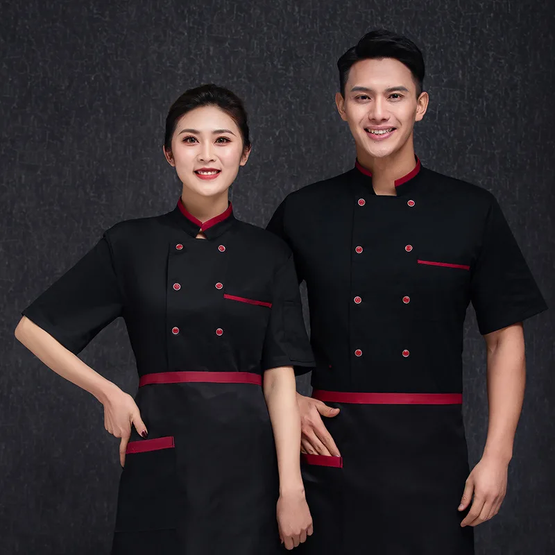 Chef Overalls Men'S Short Sleeve Breathable Hotel Western Baking Restaurant Rear Kitchen White Large Size Women'S Che