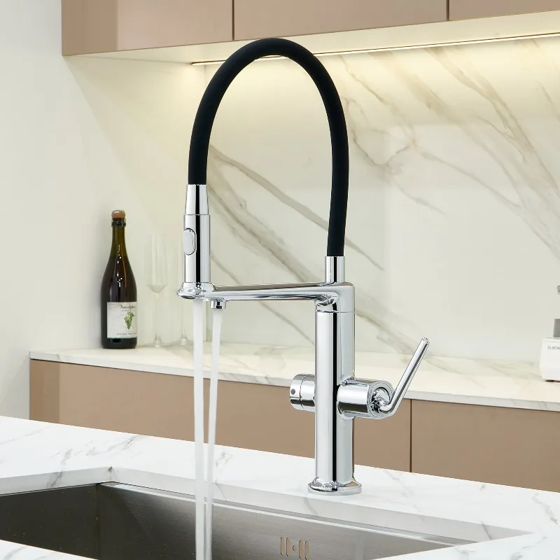 

Gun gray kitchen wash basin hot cold three-in-one water purification faucet rotatable universal pumping sink all copper faucet