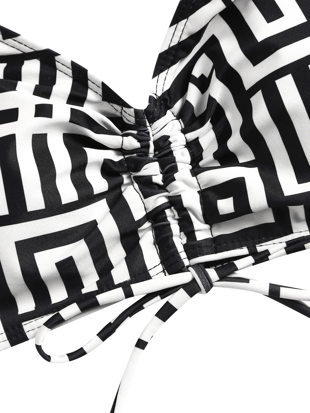 여성용 비치 여름 기하학 프린트 3피스 수영복 세트 (긴팔 비치 커버업 포함), 폴리에스터 니트 원단 (엘라스틱 포함)