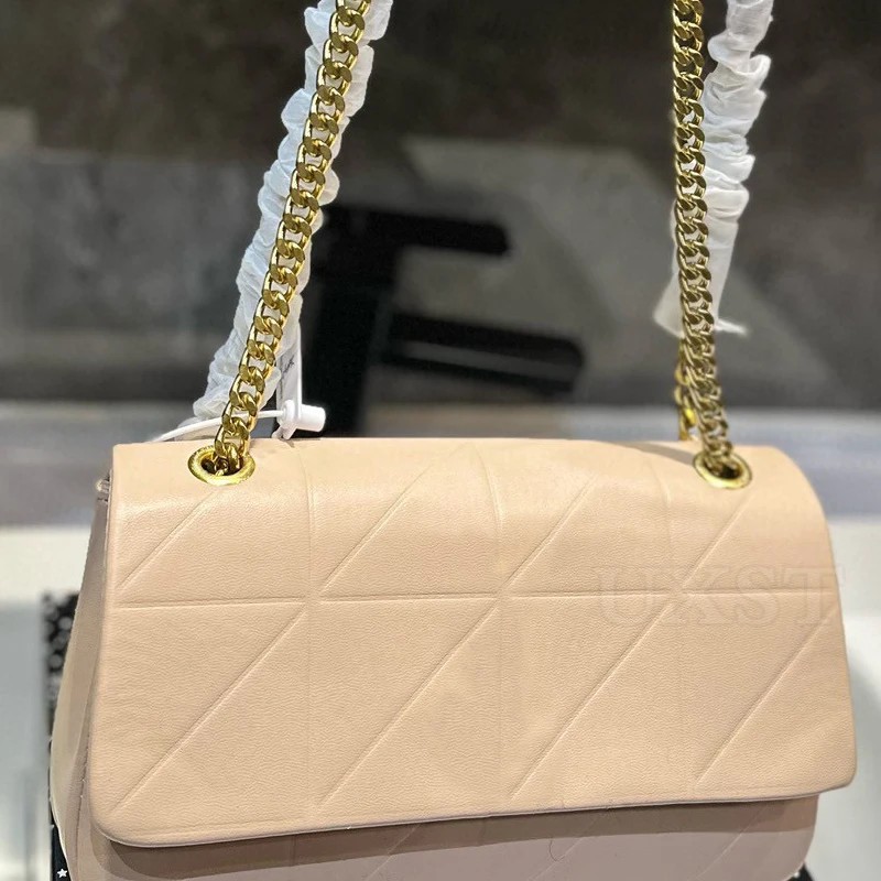 UXST White Chain Bag Luxury Cowhide Texture Shoulder Armpit Bag 2024 Fashion Banquet Elegant Crossbody Small Square Bag Ladies