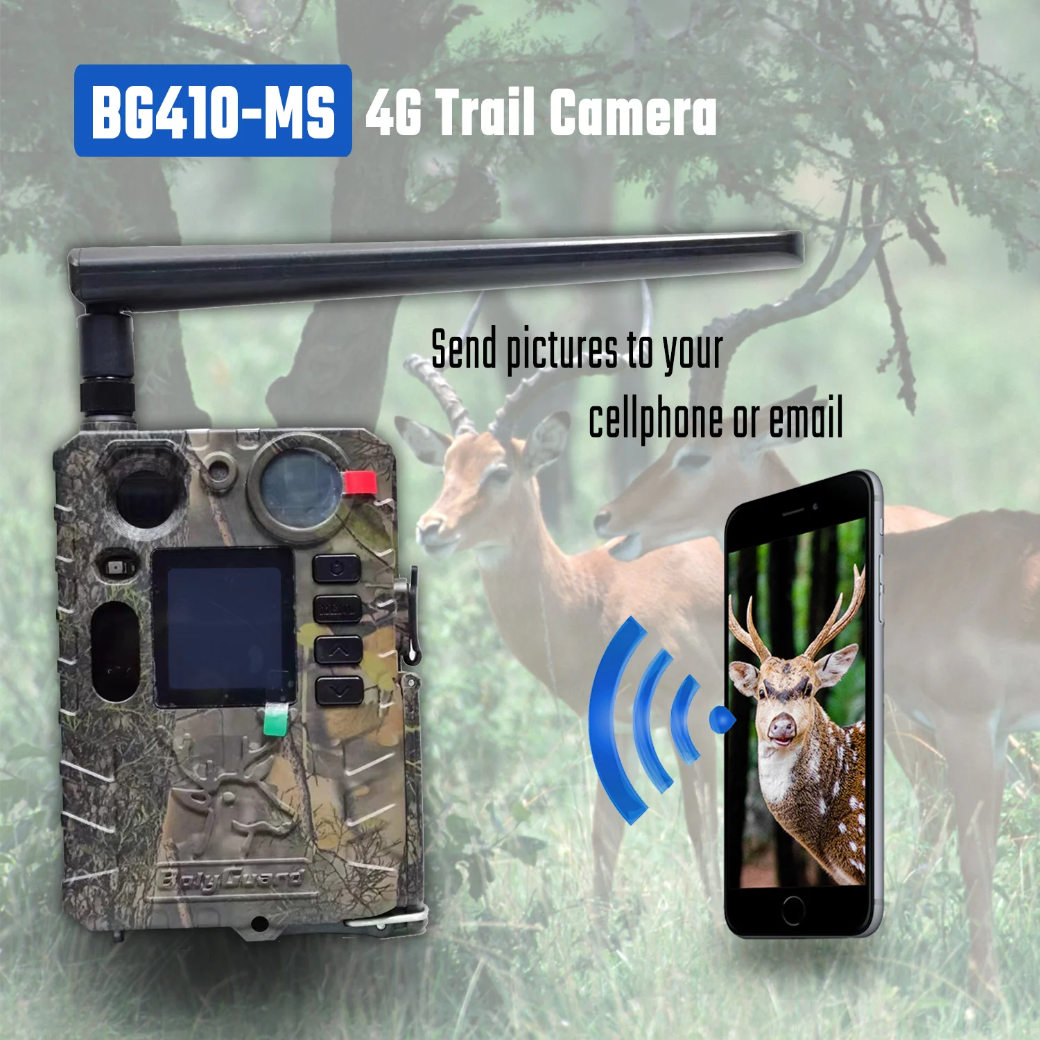 BolyGuard BG410-MS Cellular Hunting Trail Camera 4G Wireless 37MP/4K FHD Black IR 940nm Invisible Wildlife Security Trap Camera