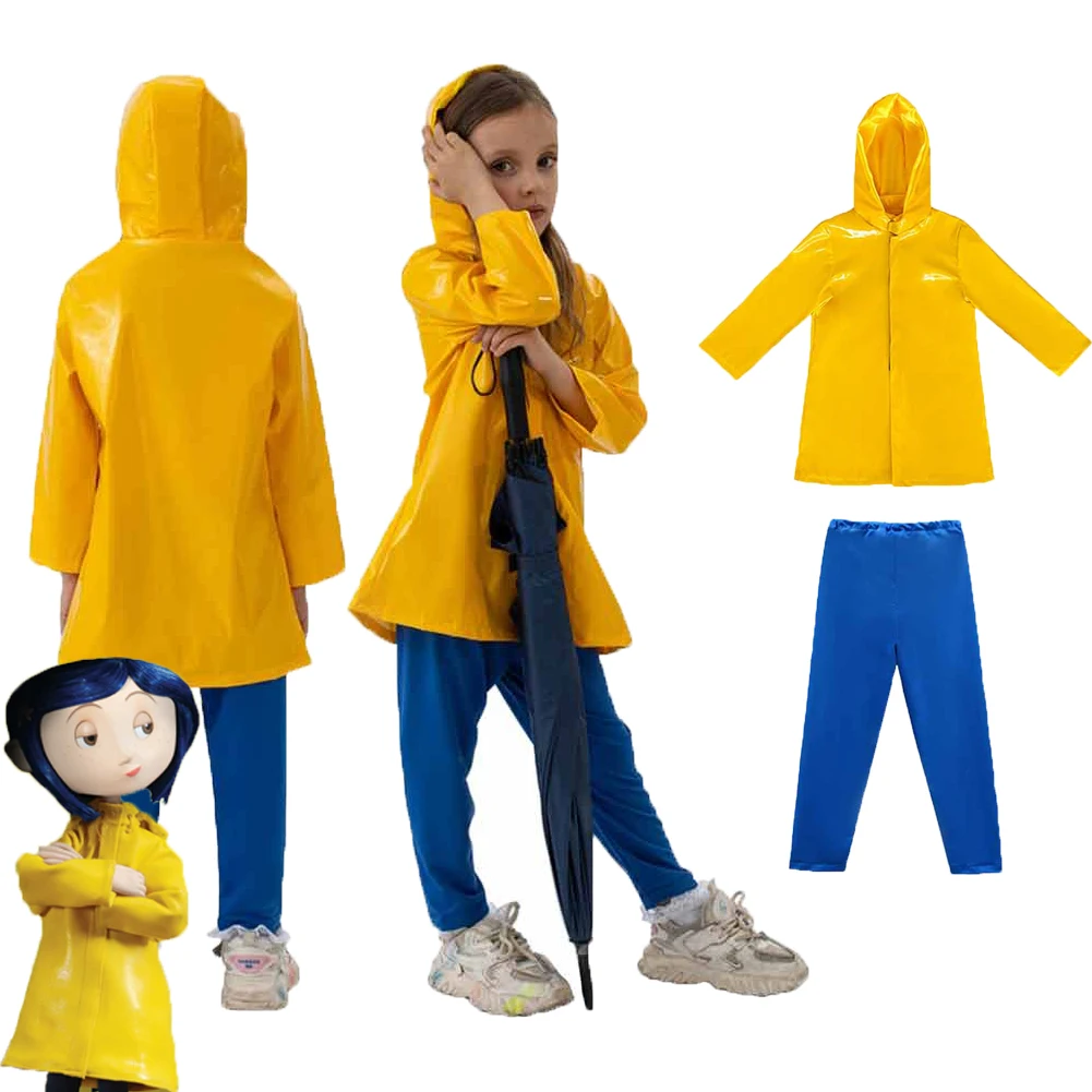 Cartoon Movie The Secret Door Cos Coraline Cosplay Costume Fantasy Tops Pants Halloween Carnival Party Suit For Kids Roleplay