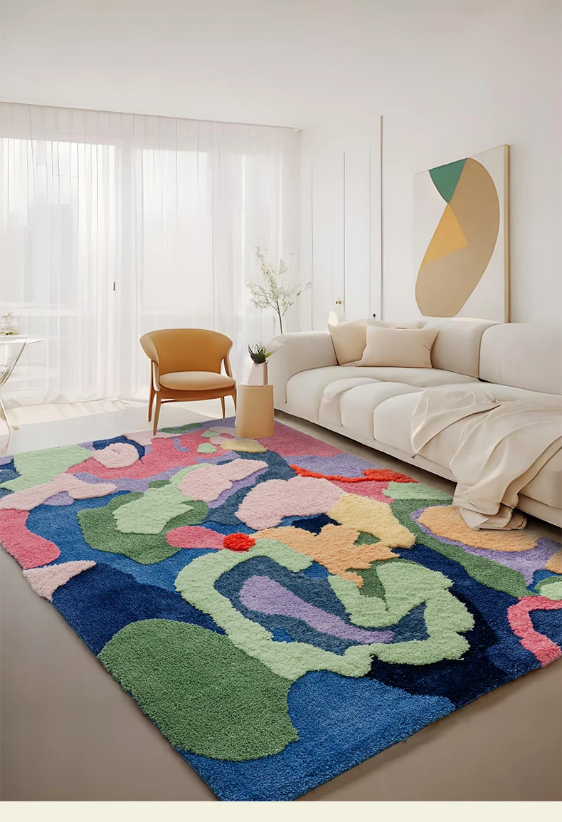 Children Reading Area Carpet Living Room Color Collision Rug Aesthetic Home Soft Coffee Table Floor Mats Soft Rugs For Bedoom