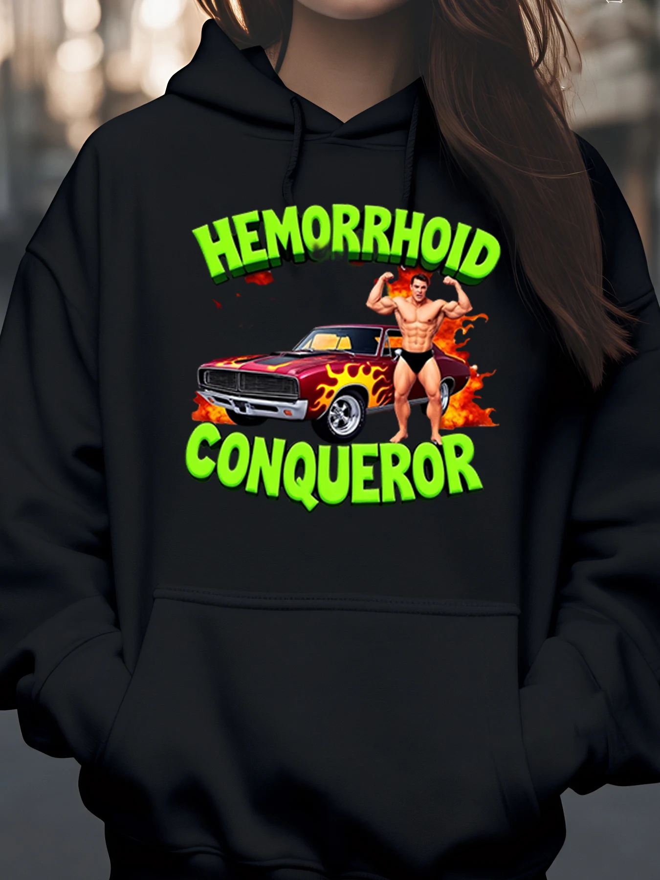 

Геморрой завоевает мускулистый человек, автомобильная толстовка с капюшоном, костюм на Хэллоуин, праздничная одежда для мужчин и женщин