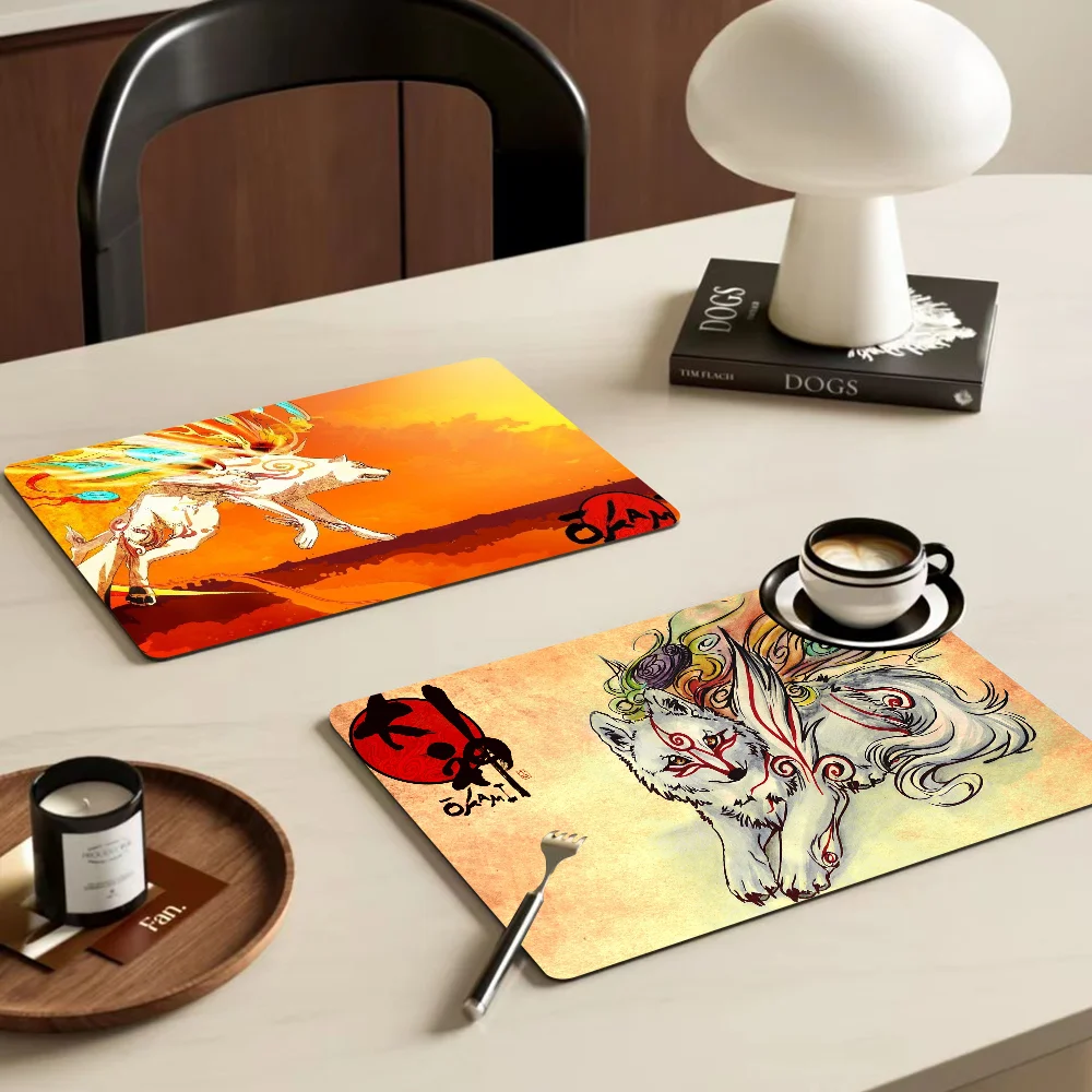 Video Game Okami Japanese Culture Kitchen Draining Mat Non-slip Drain Dish Mats Coffee Pad Heat Resistant Placemat Dinnerware