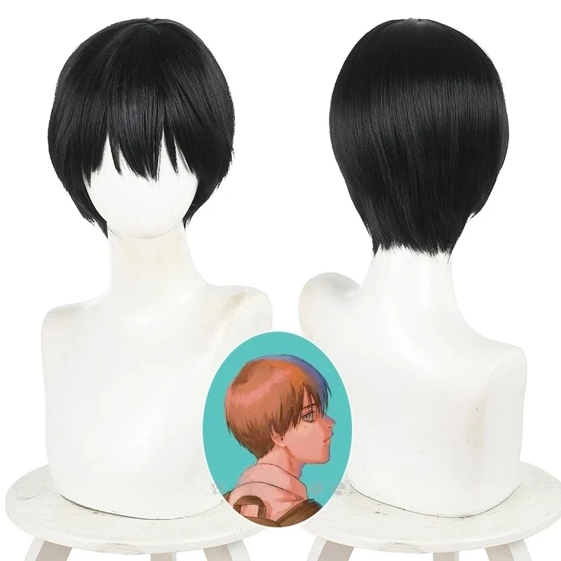 Anime The Summer Hikaru Died Yoshiki Tsujinaka Cosplay Wig Short Straight Black Wigs Long Bangs Men Women Halloween