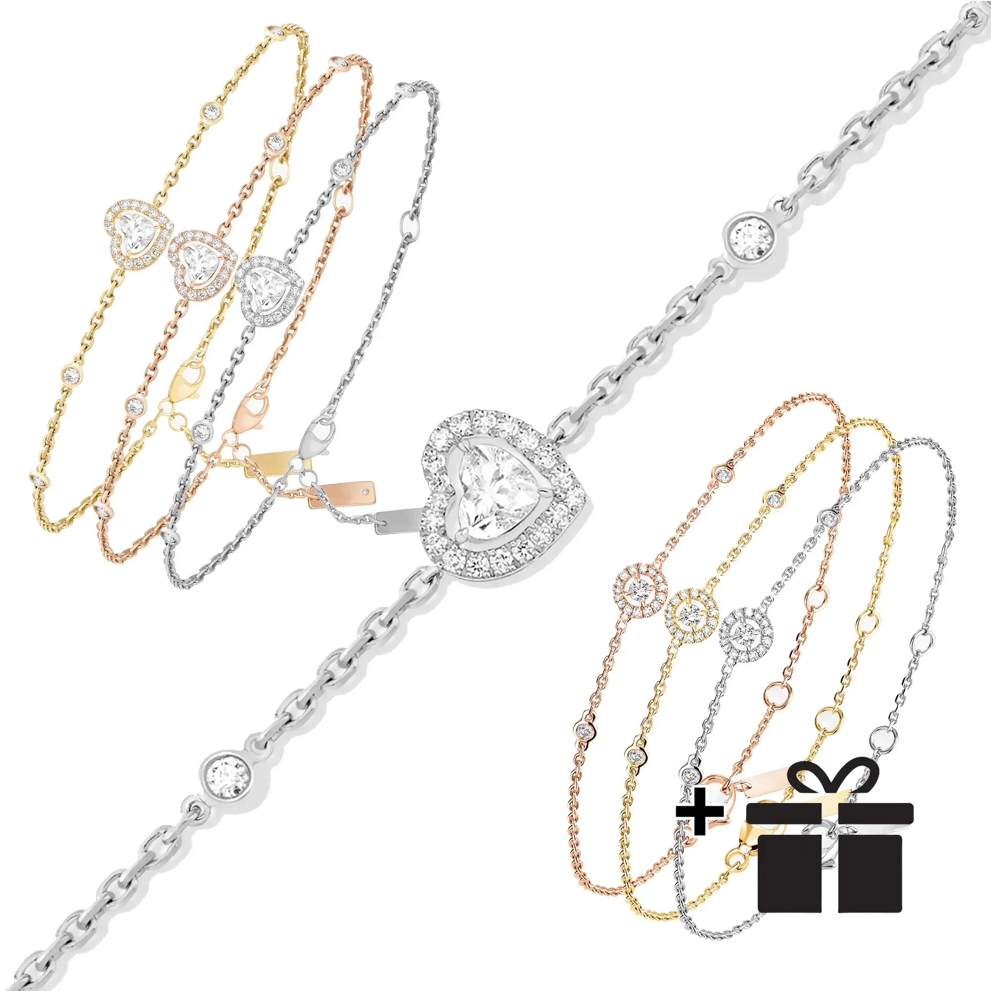 

A single round diamond bracelet set with diamonds, a heart-shaped diamond jewelry, is a must-have gift for couples and for parti