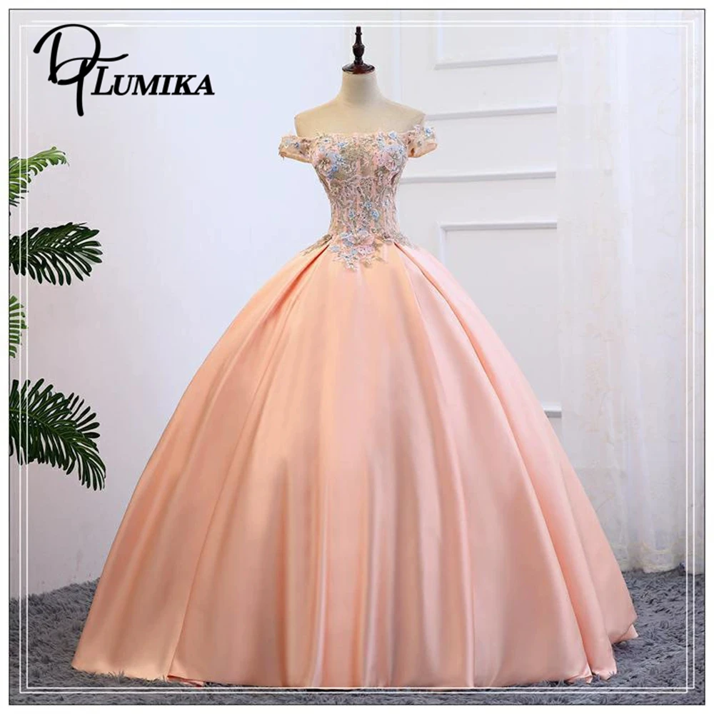 DTLumika Nude Pink Sweet 15-Kleid für Teenager, individuelle Größe, Quinceanera-Kleider mit Blumendetails, Hochzeits-Party-Kleider