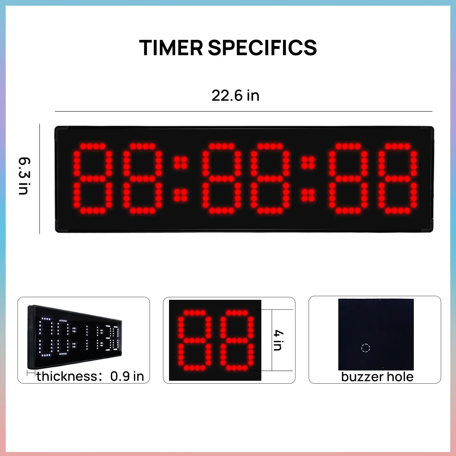 GANXIN Size: 27 x 14 inches Display Type: Large LED display Visibility: Can be seen from up to 98 feet away LED Color Options