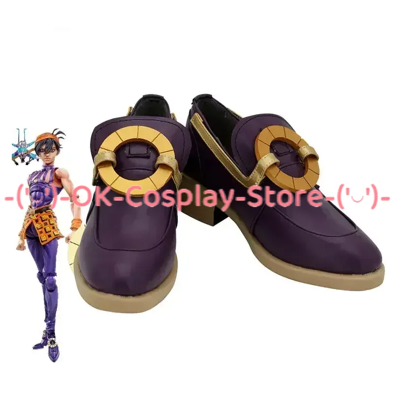 

Anime JoJo's Bizarre Adventure Narancia Ghirga Cosplay Shoes PU Leather Shoes Cosplay Prop Halloween Boot Custom Made