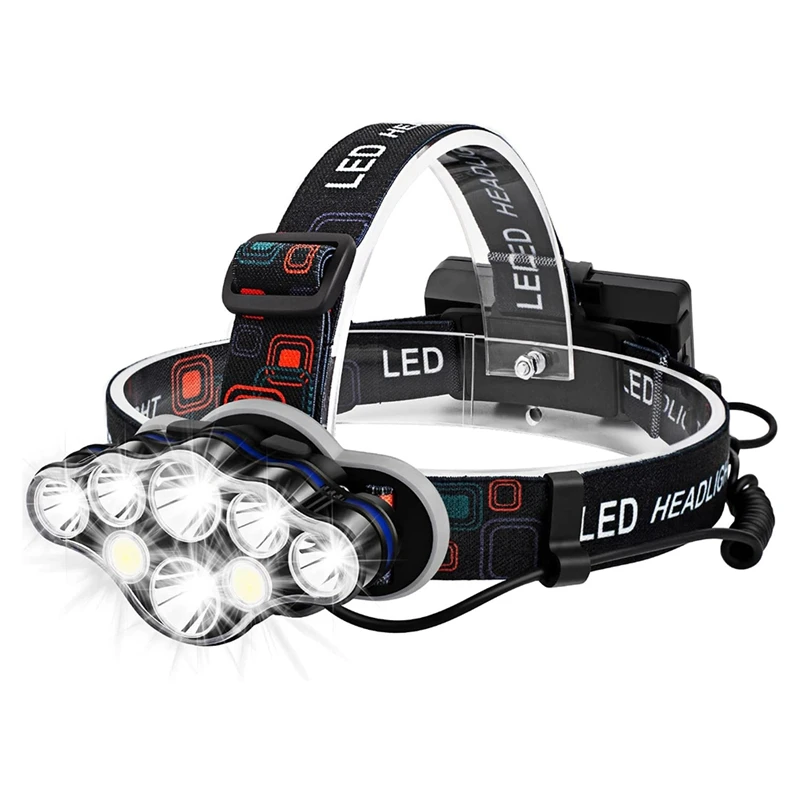 

Headlamp Rechargeable 8LED USB Rechargeable Head Lamp Super Bright Outdoor Rechargeable Head Flashlight IPX4 Waterproof