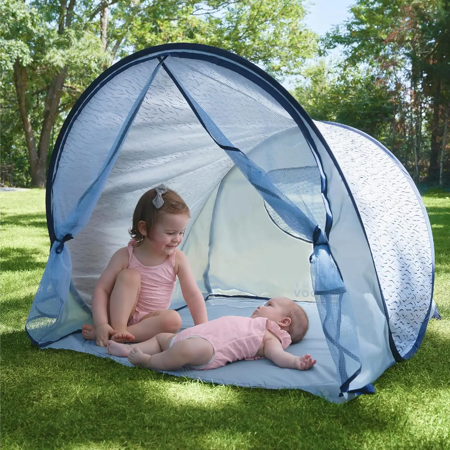 Anti-UV Blue Waves Tent UPF 50+ Sun Protection with Pop Up System for Easy Use & Transport (Summer 2024 Edition)