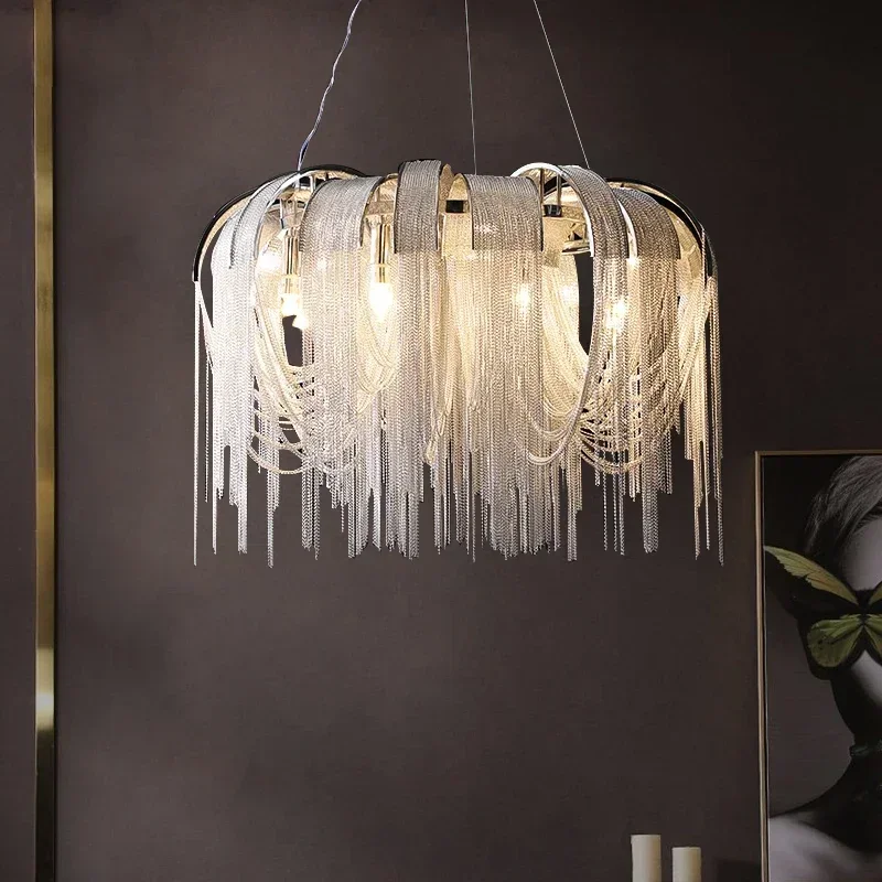 Modern Crown Tassel Led Pendant Lights Living Dining Room Chandelier Lighting Home Decor Bedroom Bar Loft Hanging Lamp Luminaire