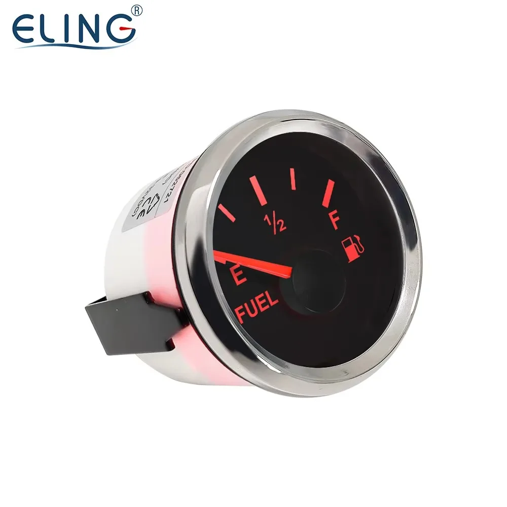 52mm Fuel Level Gauge Oil Indicator Meter 0-5V Signal With Red Backlight Universal for Car Van Vessels Yachts