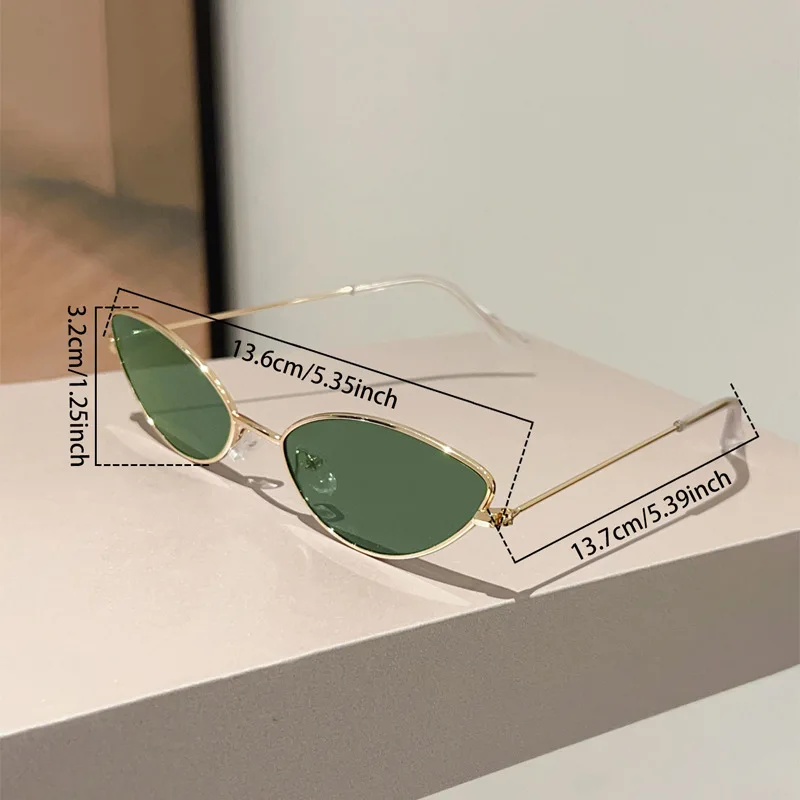 OEC CPO Vintage Metall Cat Eye Sonnenbrille Frauen Kleine Rahmen Luxus Marke Sonnenbrille für Weibliche Polychrome Shades UV400 Brillen – Detail 1