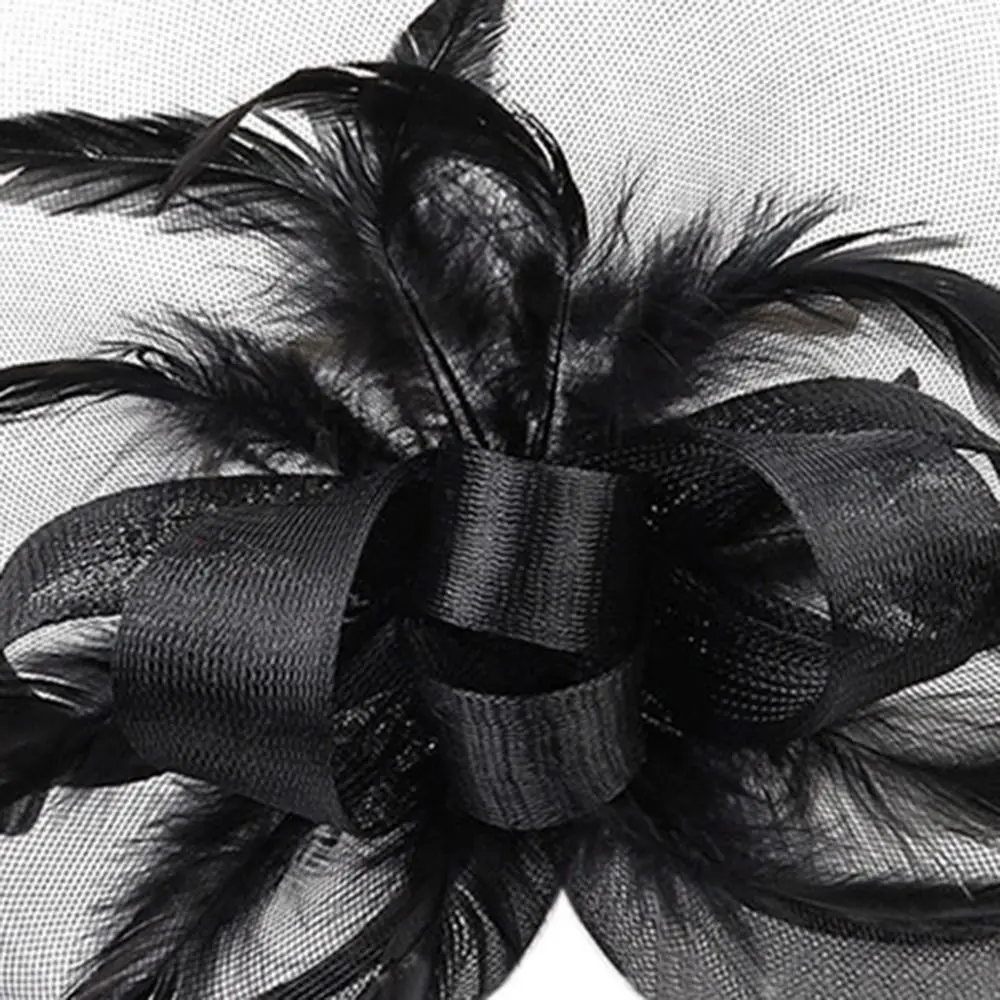 Feathers Hair Band New Tea Party Makeup Prom Party Headpiece Bridal Bow Hat Headdress Women