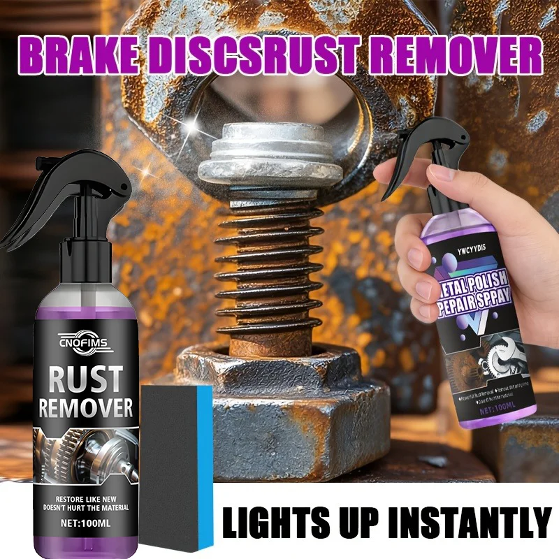 100Ml + Sponge - Metal Rust Remover Quickly Eliminates Rust! A Spray Dissolves The Iron Oxide Layer Without Damaging The Substra