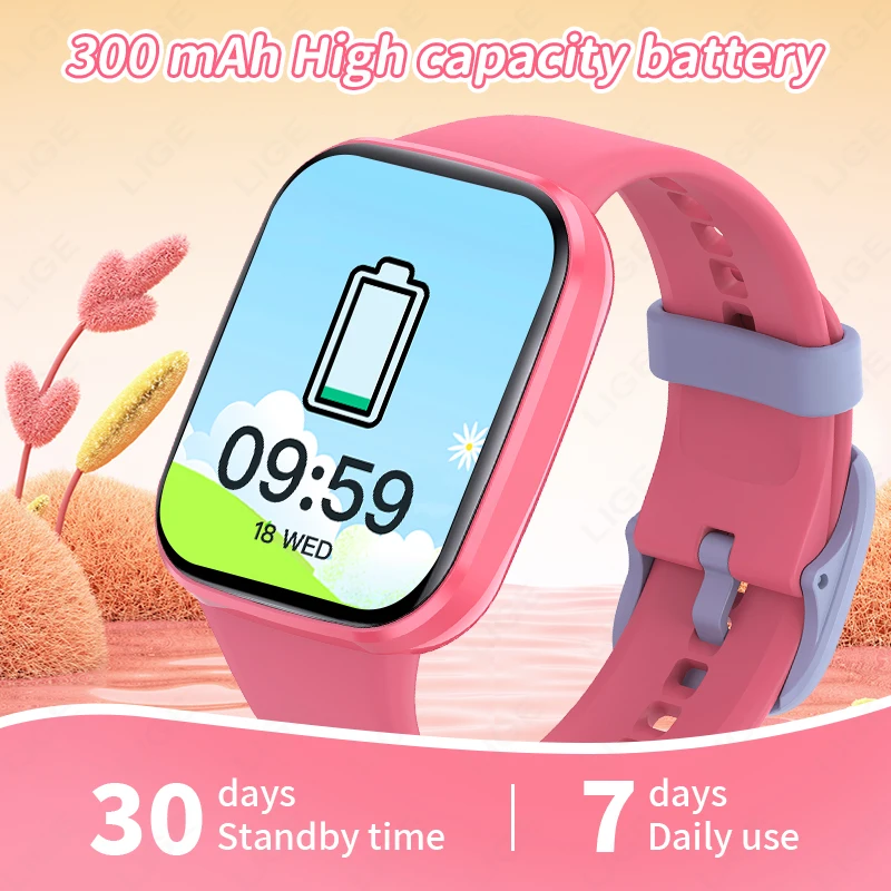 LIGE Multifunction Smart Watch For Age 5-12 Kid Call Waterproof Child Smartwatch Alarm Clock Children Student Game Bracelet Gift