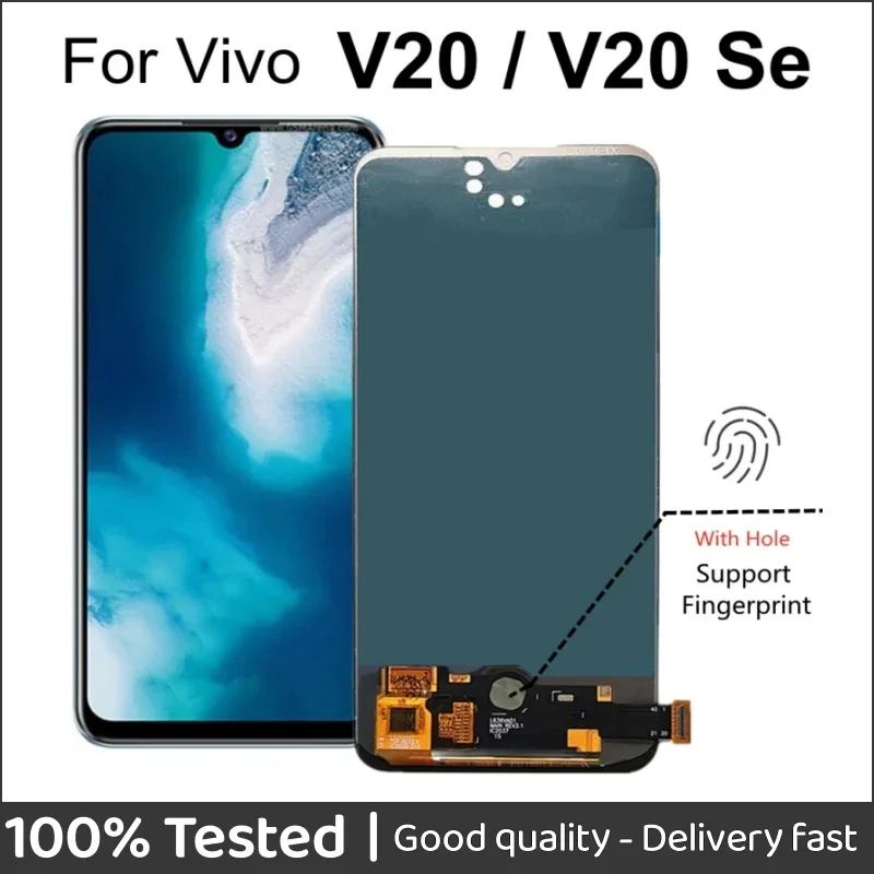 

6.44'' OLED For Vivo V20 SE V2022 V2023 V2024 V2025 LCD Display Touch Screen Digitizer Assembly Replacement