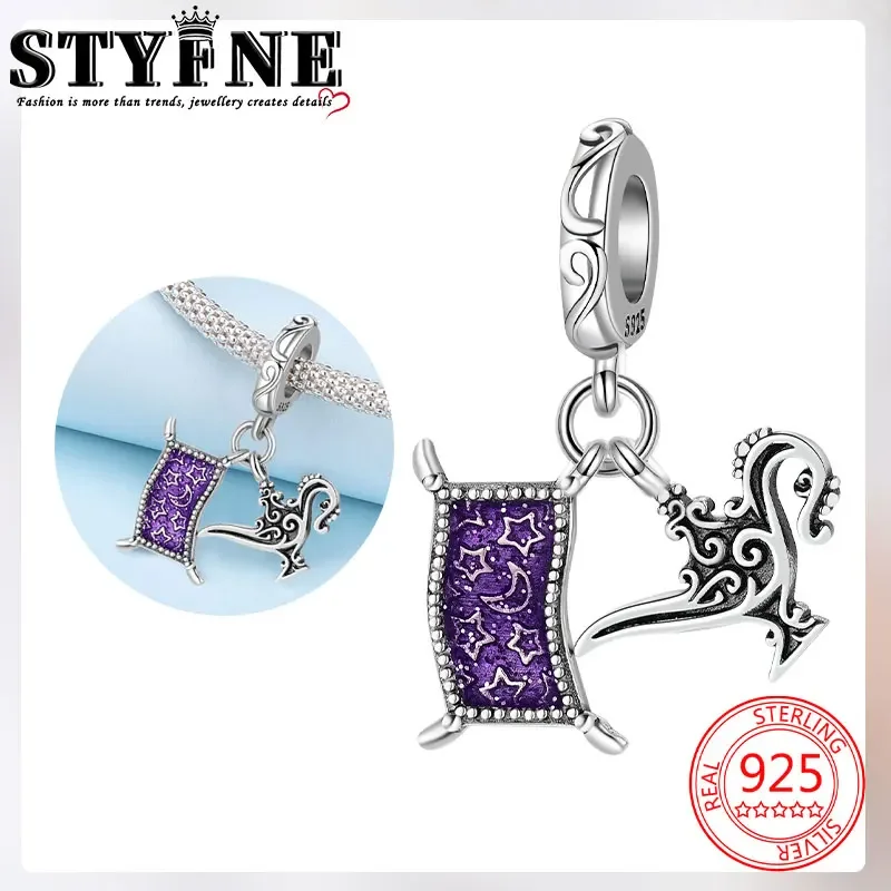 Travel Hobbies 2025 Beads 925 Sterling Silver Purple Divine Light Magic Carpet Star Charms for Women's Jewelry DIY Pulseras Gift