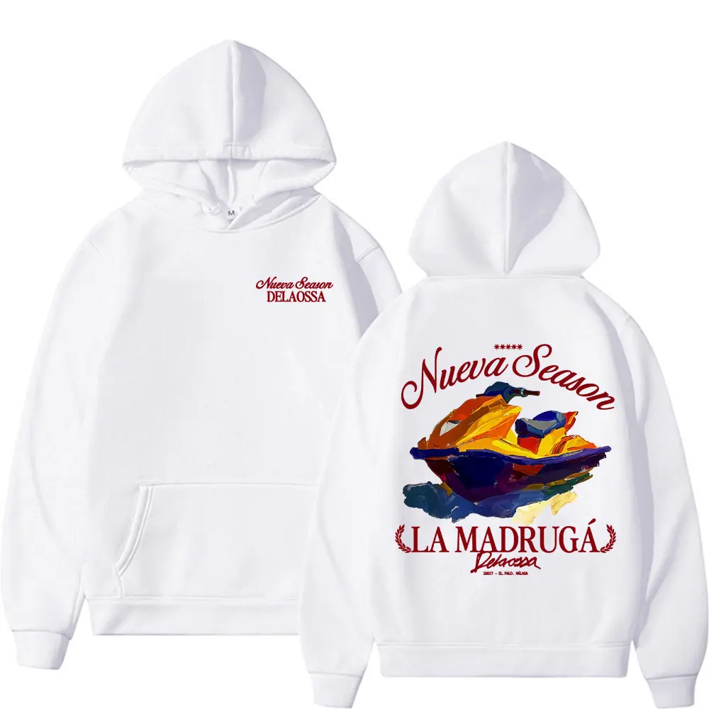 Bluza Rapper Delaossa NUEVA SEASON La Madruga Męska Damska Modny Trend Retro Styl Bluzy z Kapturem Casualowa Polarowa Oversize'owa Bluza