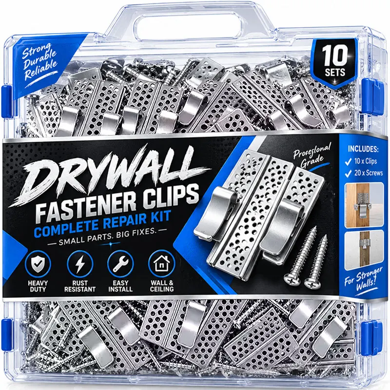 1/10set DIY Drywall Repair Clips with Screws Heavy Duty Metal Wall Hole Patch Brackets Sheetrock Plasterboard Fixing Repair Kit