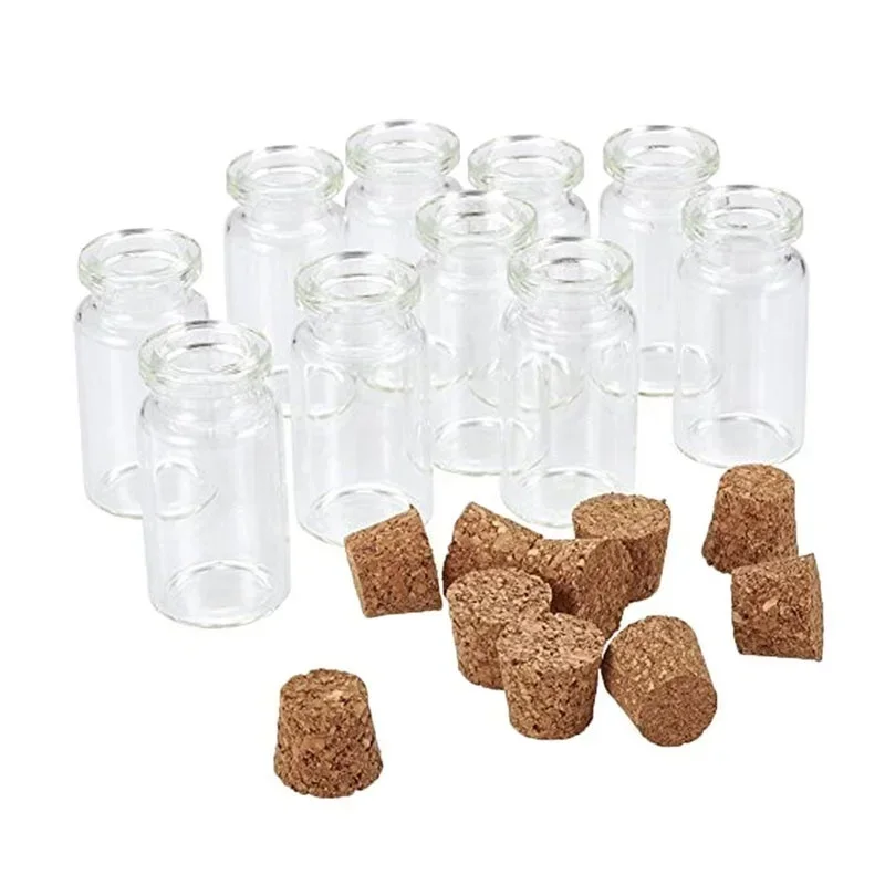 10pcs/lot Mini Empty Glass Cork Bottle Pendant Bottle Wishing Bottle Ornaments Transparent