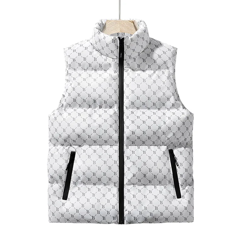

Trendy Brand Down Cotton Padded Vest for Men New Winter & Autumn Style Youth Sleeveless Jacket, Warm Outerwear for Guys